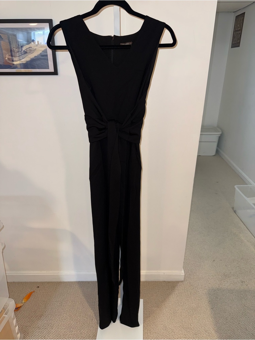 J McLaughlin Classic Black Sleeveless Tie Jumpsuit